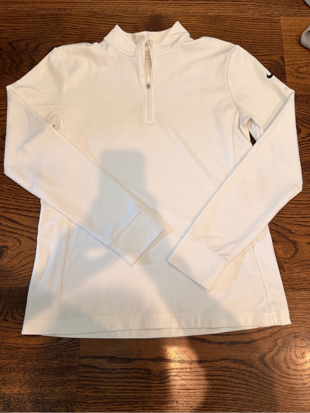 Nike White Half-Zip Performance Long Sleeve Top